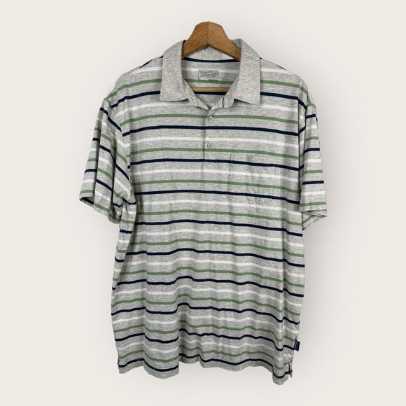 Patagonia Mens size Large Squeaky Clean Short Sleeve Striped Polo Shirt Gray - Picture 1 of 11